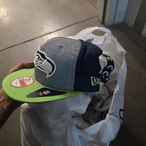 New Era Navy and Lime Seahawks Cap
